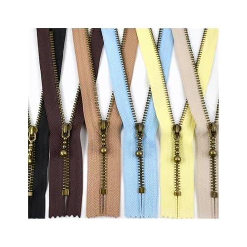 ZHUNTE 5 Stück Messingzahn geschlossenes Ende selbstsichernder Metallersatzreißverschluss for Nähen dekorativer Accessoires(Coffee,15cm) von ZHUNTE