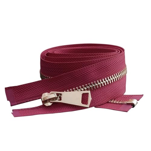 ZHUNTE Bunter Reißverschluss mit automatischer Verriegelung aus Metall, for Kleidung, Taschen, Schuhe, DIY, handgefertigtes Bastelzubehör, 10–80 cm(Wine Red,80cm) von ZHUNTE