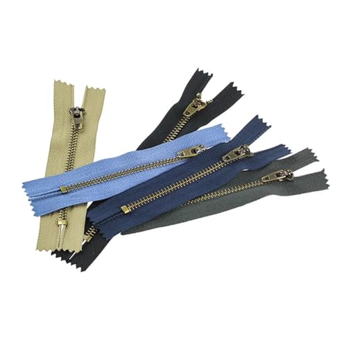 ZHUNTE Geschlossener Metall-Hosen-Ersatzreißverschluss, selbstsichernd, 5 Stück, Jeans, Handtasche, Basteln, Nähzubehör(Military Green,18cm) von ZHUNTE