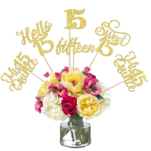 15 Stück Happy 15th Birthday Tafelaufsätze Hello 15 Sweet 15 Sweet 15 Sweet 15 Floral Decorations 15th Birthday Party Supplies Gold Theme Party Supplies 15 Stück Happy 15th Birthday Tafelaufsätze Hello 15 Sweet 15 Sweet 15 Sweet 15 Floral Decorations 15th Birthday Party Supplies Gold Theme Party Supplies von ZHUOWEISM