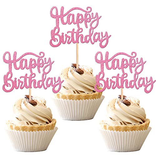 36 Stück Happy Birthday Cupcake Topper Glitzer Geburtstag Cupcake Picks für Feiern Babyparty Kinder Geburtstag Jahrestag Party Kuchen Dekorationen Zubehör Pink 36 Stück Happy Birthday Cupcake Topper Glitzer Geburtstag Cupcake Picks für Feiern Babyparty Kinder Geburtstag Jahrestag Party Kuchen Dekorationen Zubehör Pink von ZHUOWEISM