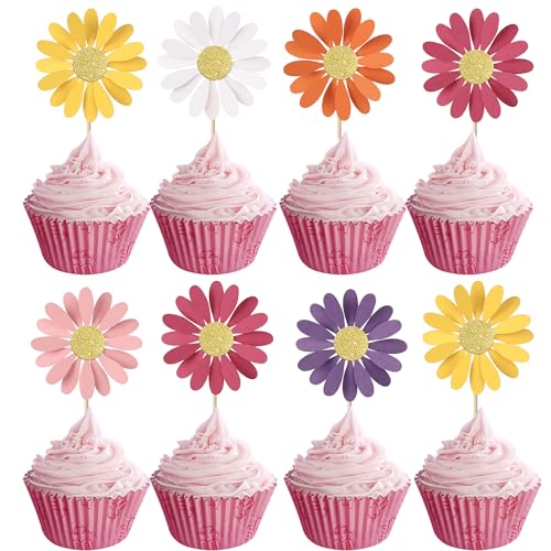 Cupcake-Aufsätze mit Gänseblümchen-Motiv, Cupcake-Aufsätze, Gänseblümchen, Geburtstagskuchendekorationen, Chrysanthemen-Kuchenspieße für Frühling, Gänseblümchen, Blumen, Thema, Babyparty, Geburtstag Cupcake-Aufsätze mit Gänseblümchen-Motiv, Cupcake-Aufsätze, Gänseblümchen, Geburtstagskuchendekorationen, Chrysanthemen-Kuchenspieße für Frühling, Gänseblümchen, Blumen, Thema, Babyparty, Geburtstag von ZHUOWEISM