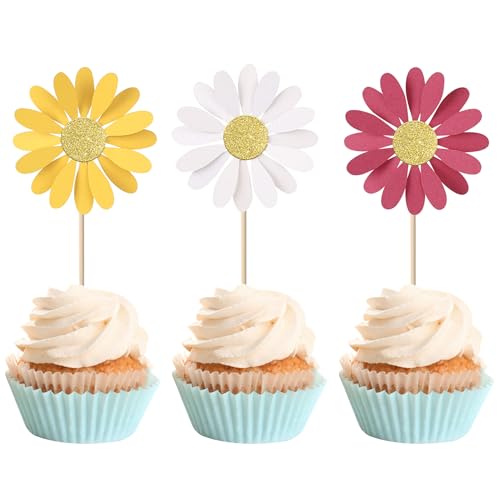 Cupcake-Aufsätze mit Gänseblümchen-Motiv, glitzernd, bunt, Wildblumen, Geburtstagskuchendekorationen, Chrysanthemen-Kuchenspieße für Frühling, Gänseblümchen, Babyparty, Geburtstag, Hochzeit Cupcake-Aufsätze mit Gänseblümchen-Motiv, glitzernd, bunt, Wildblumen, Geburtstagskuchendekorationen, Chrysanthemen-Kuchenspieße für Frühling, Gänseblümchen, Babyparty, Geburtstag, Hochzeit von ZHUOWEISM