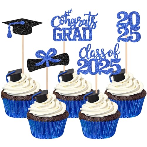 Cupcake-Topper für 2025 Abschlussfeier, Glitzer, Klasse 2025, Abschluss-Kappe, Cupcake-Picks, Diplom 2025, Congrats Grad, Kuchendekorationen für 2025, Abschlussfeier, Mottoparty, Dekoration, Zubehör, Cupcake-Topper für 2025 Abschlussfeier, Glitzer, Klasse 2025, Abschluss-Kappe, Cupcake-Picks, Diplom 2025, Congrats Grad, Kuchendekorationen für 2025, Abschlussfeier, Mottoparty, Dekoration, Zubehör, von ZHUOWEISM