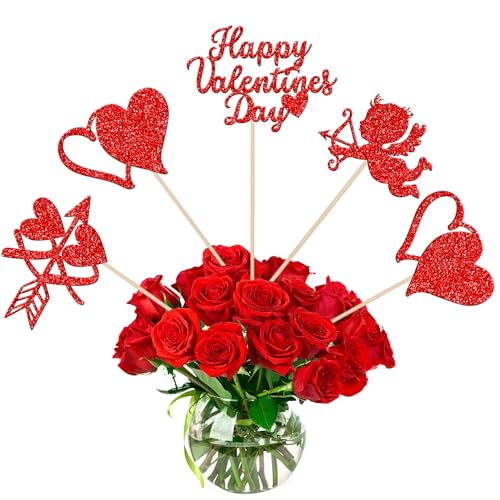 Xoxo Tafelaufsätze "Happy Valentine's Day", rote Herzen, 12 Stück von ZHUOWEISM