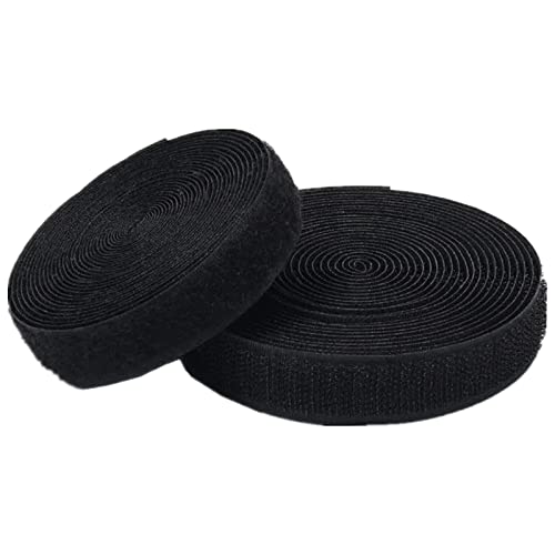 ZHURDFT Klettband for Aufnähen von Stoffen, 25 mm, Nicht klebende Befestigungsstreifen for Stoffe, Heimwerkerarbeiten, Heimtextilien(Black,25MM x 5Yards) von ZHURDFT