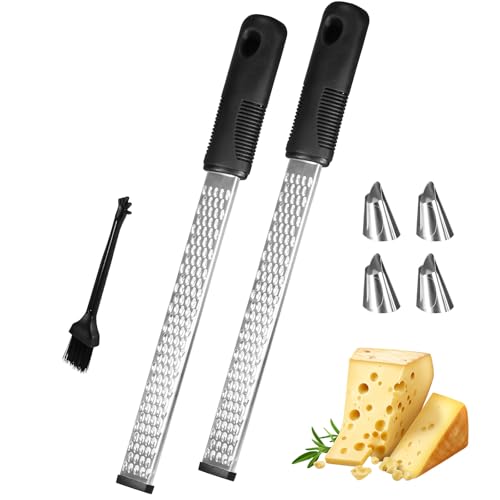 2 Stück Premium Zester Reibe mit Bürste, Universal Edelstahl Zester Reibe Kit, Multifunktional für Zitronenreibe, Knoblauch Muskatnuss Scharf Reibe, Feine Reibe mit Silikongriff für Gemüse Früchte 2 Stück Premium Zester Reibe mit Bürste, Universal Edelstahl Zester Reibe Kit, Multifunktional für Zitronenreibe, Knoblauch Muskatnuss Scharf Reibe, Feine Reibe mit Silikongriff für Gemüse Früchte von ZHXGO