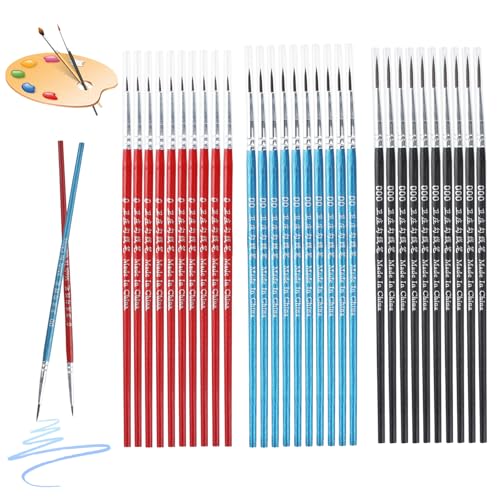 Feiner Aquarell-Pinsel, Nylon, kleine Miniatur-Pinsel, feine Spitze, Schwarz/Blau/Rot, Mikro-Mini-Künstlerpinsel, Detail-Pinsel für Acryl-, Aquarell-, Ölgemälde, 30 Stück Feiner Aquarell-Pinsel, Nylon, kleine Miniatur-Pinsel, feine Spitze, Schwarz/Blau/Rot, Mikro-Mini-Künstlerpinsel, Detail-Pinsel für Acryl-, Aquarell-, Ölgemälde, 30 Stück von ZHXGO