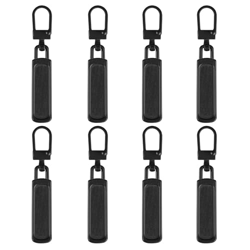 8 Stück Reißverschluss Zipper, Reißverschluss Reparatur Set, Abnehmbares Metall Zipper Pull, Reißverschluss Ersatz, für Geldbörse, Kleider, Jeans, Koffer, Gepäck (Schwarz) von ZHXMALL