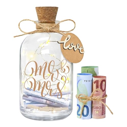 Flaschenlicht Hochzeitsgeschenk, Geldgeschenke Hochzeit Verpackungen, Hochzeitskasse Spardose Personalisiert, Hochzeitsgeschenke Geld Leuchtflasche für Brautpaar und Frisch Verliebte Flaschenlicht Hochzeitsgeschenk, Geldgeschenke Hochzeit Verpackungen, Hochzeitskasse Spardose Personalisiert, Hochzeitsgeschenke Geld Leuchtflasche für Brautpaar und Frisch Verliebte von ZHXMALL