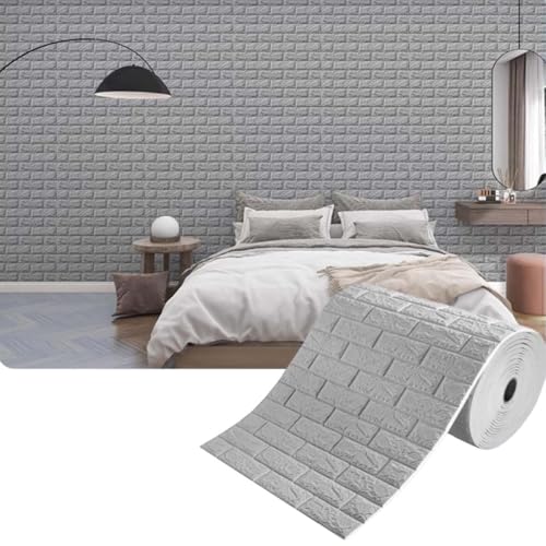 Wasserdichtes Abnehmbar Selbstklebend Tapete Ziegel Wandpapier für Wohnzimmer Schlafzimmer Büro Wandaufkleber Weicher Aufprallschutz(Gray3mm,0.7 * 30m/2.29 * 98.4ft) von ZHXQRP