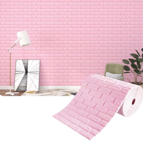 Wasserdichtes Abnehmbar Selbstklebend Tapete Ziegel Wandpapier für Wohnzimmer Schlafzimmer Büro Wandaufkleber Weicher Aufprallschutz(Pink3mm,0.7 * 30m/2.29 * 98.4ft) von ZHXQRP