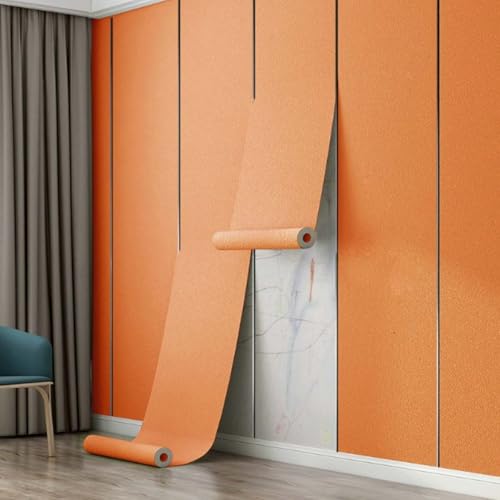 ZHXQRP Selbstklebend Abnehmbar Aufkleber für Wohnzimmer Schlafzimmer Sofa Hintergrund Wanddekoration Dekorative Folie(Orange,0.5 * 2.8m/1.64 * 9.18ft) von ZHXQRP