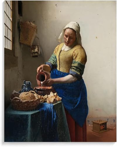 Malen Nach Zahlen Erwachsene Berühmtes Gemälde Von Johannes Vermeer Die Magd Mit Milchkrug Ohne Rahmen 40X50Cm Diy Malen Nach Zahlen Sets Auf Leinwand Mit Acrylfarben Für Kinder Anfänger,A4 von ZHXXFD