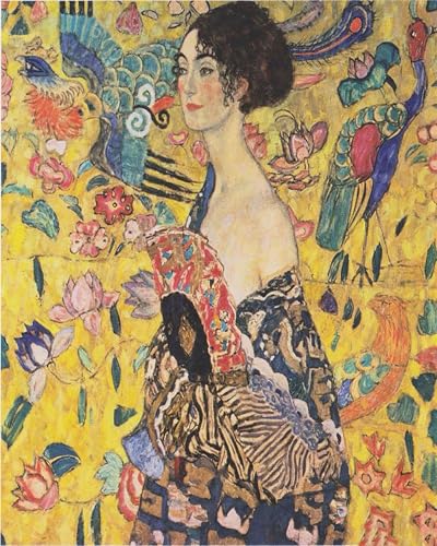Malen Nach Zahlen Erwachsene Kinder Landschaft Berühmte Gemälde Mit Rahmen 40X50CM Lady With Fan - Gustav Klimt,B26 Malen Nach Zahlen Erwachsene Kinder Landschaft Berühmte Gemälde Mit Rahmen 40X50CM Lady With Fan - Gustav Klimt,B26 von ZHXXFD