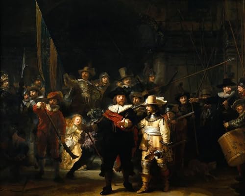 Malen Nach Zahlen Erwachsene Kinder Landschaft Berühmte Gemälde Mit Rahmen 40X50CM Night Watch - Rembrandt Van Rijn,B19 Malen Nach Zahlen Erwachsene Kinder Landschaft Berühmte Gemälde Mit Rahmen 40X50CM Night Watch - Rembrandt Van Rijn,B19 von ZHXXFD