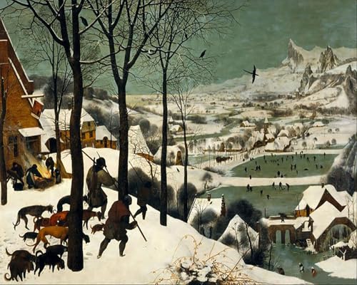 Malen Nach Zahlen Erwachsene Kinder Landschaft Berühmte Gemälde Mit Rahmen 40X50CM The Hunters In The Snow - Pieter Bruegel The Elder,A24 von ZHXXFD
