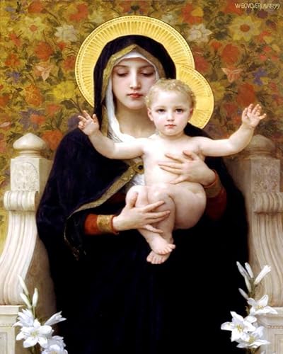 Malen Nach Zahlen Erwachsene Kinder Landschaft Berühmte Gemälde Ohne Rahmen 40X50CM The Madonna Of The Lilies - William Bouguereau,A19 Malen Nach Zahlen Erwachsene Kinder Landschaft Berühmte Gemälde Ohne Rahmen 40X50CM The Madonna Of The Lilies - William Bouguereau,A19 von ZHXXFD