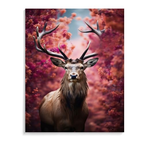 ZHXXFD 5D Diamond Painting Bilder Tiere Wald Hirsch Elch 30X40 5D DIY Full Drill Diamant Malerei Set Erwachsene Kinder Groß XXL Bilder Runde Steine,Diamant Kreuzstich Stickerei Mosaik Kits,B1 von ZHXXFD