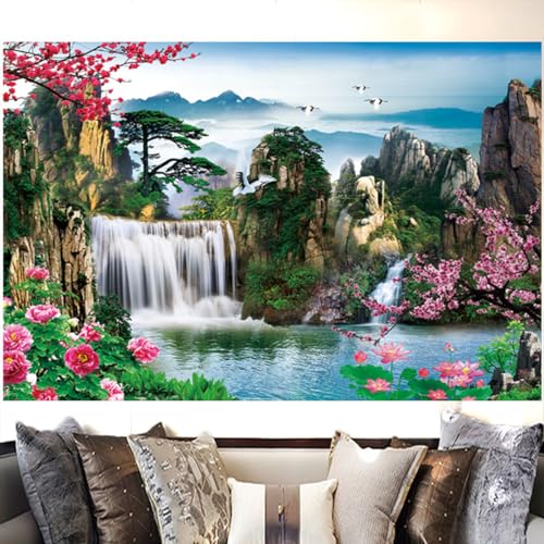 ZHXXFD 5D Diamond Painting Set Für Erwachsene Kinder, Diamant Painting Bilder Wasserfall Landschaft,Diy Full Diamant Groß Crystal Arts Craft Cross Stickerei Malerei Kits Home Wand Décor,40x60CM,B35 von ZHXXFD