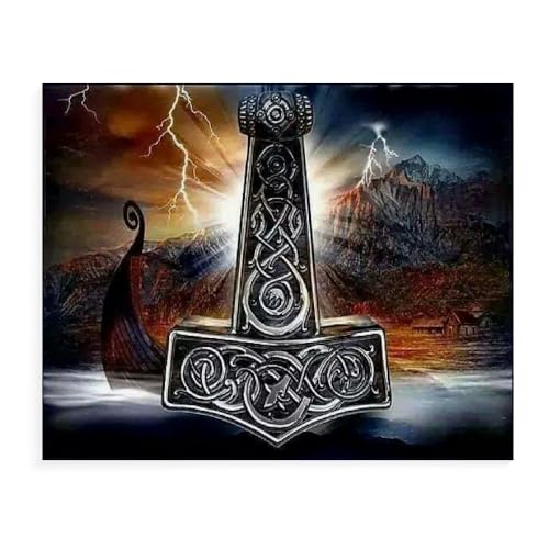 ZHXXFD Diamond Painting Wikinger Runenpiraten 40X50 Diamond Painting Set Erwachsene Kinder,Diamant Painting Bilder Groß Crystal Art Strass,5D Diy Diamant Malerei Kunst Set,A5 von ZHXXFD