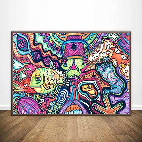 ZHXXFD Malen Nach Zahlen Erwachsene Kinder Mit Rahmen Modernes Psychedelisches Abstraktes Trippy Bild Malen Nach Zahlen Set Anfänger Leinwand Groß Diy Paint By Numbers Kits 40X50CM(A58) von ZHXXFD