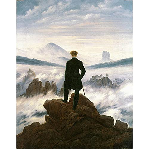 ZHXXFD Malen Nach Zahlen Erwachsene Kinder Mit Rahmen-Paint by Numbers-Der Wanderer Über Dem Nebelmeer Caspar David Friedrich-DIY Malen Nach Zahlen Leinwand 40x50CM(A39) von ZHXXFD