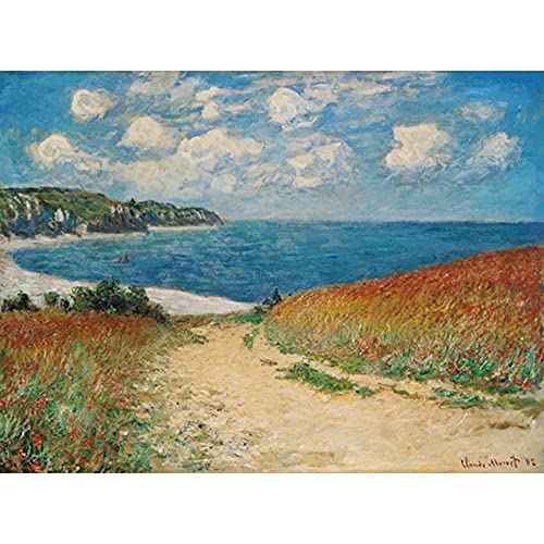 ZHXXFD Malen Nach Zahlen Erwachsene Kinder Mit Rahmen-Paint By Numbers-Strandweg Zwischen Weizenfeldern Bei Pourville Claude Monet-Diy Malen Nach Zahlen Leinwand 40x50CM(A233) von ZHXXFD