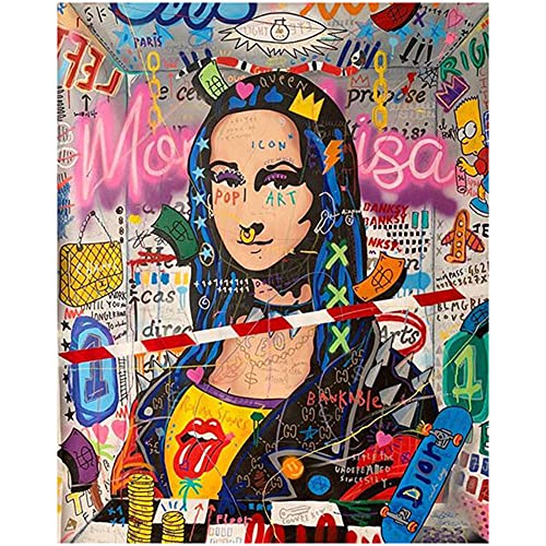 ZHXXFD Malen Nach Zahlen Erwachsene Kinder Mona Lisa Street Graffiti Malen Nach Zahlen Set Anfänger Leinwand Groß Landschaft Tiere Diy Paint By Numbers Kits 40X50CM(A53) von ZHXXFD