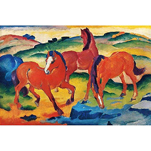 ZHXXFD Malen Nach Zahlen Erwachsene Kinder Rahmenlos-Paint By Numbers-Die Roten Pferde Franz Marc-Diy Malen Nach Zahlen Leinwand 40x50CM(A34) von ZHXXFD