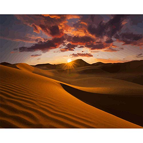 ZHXXFD Malen Nach Zahlen Erwachsene Kinder Sonnenaufgang Sahara Wüste Landschaft Leinwand Ohne Rahmen 40X50CM,Malen Nach Zahlen Set Für Jungen Mädchen von ZHXXFD