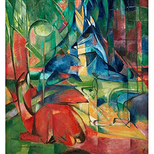 ZHXXFD Malen Nach Zahlen Erwachsene Ohne Rahmen - Paint By Numbers-Hirsch Im Wald Franz Marc-Diy Malen Nach Zahlen Set Leinwand 40x50CM(A2002) von ZHXXFD