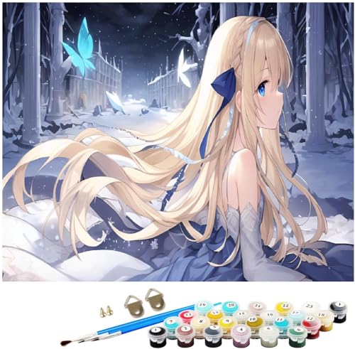 ZHXXFD Malen Nach Zahlen Für Anfänger Erwachsene Set Japanisches Cartoon-Manga-Mädchen Mit Rahmen 40X50 Cm Diy Malen Nach Zahlen Acryl Leinwand Kit Kinder Landschaft,H16 von ZHXXFD