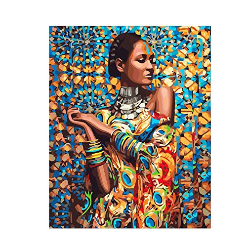 Zhxx Malen Nach Zahlen Erwachsene Leinwand Afrika Schönheit Heiraten Figur Digitale Moderne Wandkunst Malerei Geschenk Leinwand Für Anfänger Mit Rahmen 40X50Cm von ZHXXFD
