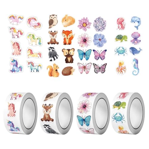 2000 Blatt 4 Bände AnimalSticker,Selbstklebende Sticker Tiere,Runde Tier Aufkleber,Schmetterling Aufkleber Roll,Meerestiere Aufkleber Kinder,Aufkleber Tiere,Meerestiere Sticker Set 2000 Blatt 4 Bände AnimalSticker,Selbstklebende Sticker Tiere,Runde Tier Aufkleber,Schmetterling Aufkleber Roll,Meerestiere Aufkleber Kinder,Aufkleber Tiere,Meerestiere Sticker Set von ZHYUAN