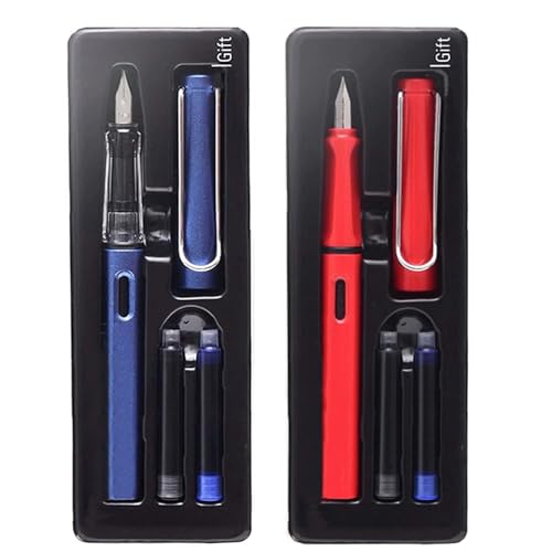 ZHYUAN 2 Stück Luxus Füllfederhalter Set,Füllfederhalter,Stift in Geschenkbox,Füller erwachsene,Fountain pens,Füllfeder，Füllfederhalterset mit Tinte, ideal für Schule, Uni oder Büro von ZHYUAN