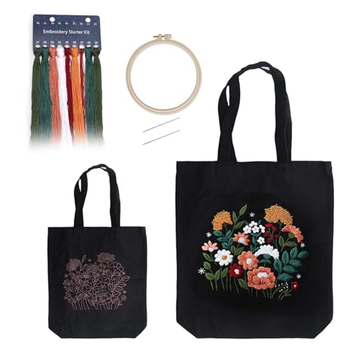 ZHYUAN Canvas Taschen Stickset,Stickset Canvas Tote Bag,Inklusive Sticktasche mit Blumenmuster,unfertiges Produkt,inklusive Nadel und Faden,für erwachsene Anfänger und Stickbegeisterte ZHYUAN Canvas Taschen Stickset,Stickset Canvas Tote Bag,Inklusive Sticktasche mit Blumenmuster,unfertiges Produkt,inklusive Nadel und Faden,für erwachsene Anfänger und Stickbegeisterte von ZHYUAN