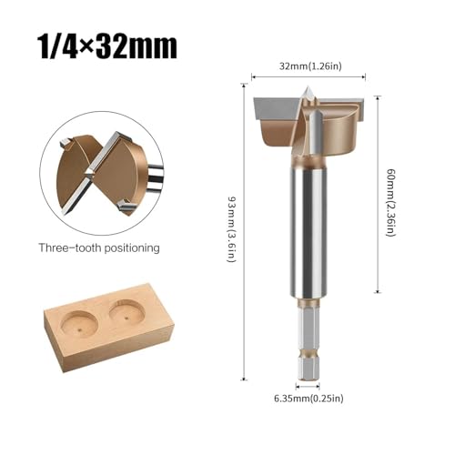ZHaotn 1 Hartmetallbohrer (10–50 mm) – Sechskantschaft 1/4 Zoll for Bohren von Scharnieren und Lochsägenschneidern for die Holzbearbeitung von ZHaotn