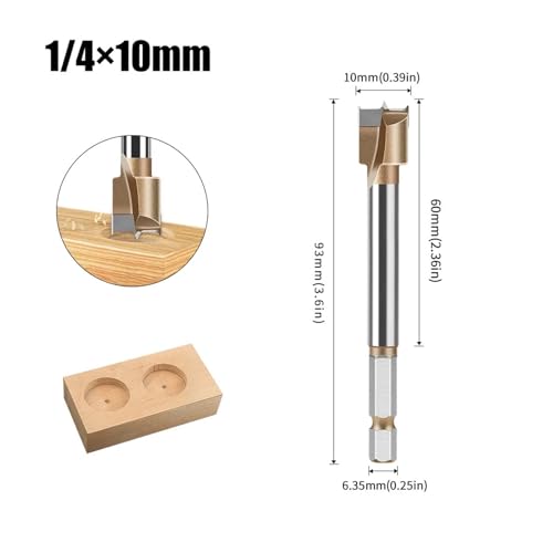 ZHaotn 1 Hartmetallbohrer (10–50 mm) – Sechskantschaft 1/4 Zoll for Bohren von Scharnieren und Lochsägenschneidern for die Holzbearbeitung von ZHaotn