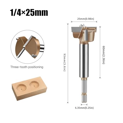 ZHaotn 1 Hartmetallbohrer (10–50 mm) – Sechskantschaft 1/4 Zoll for Bohren von Scharnieren und Lochsägenschneidern for die Holzbearbeitung von ZHaotn