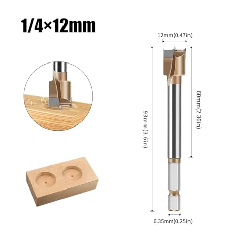 ZHaotn 1 Hartmetallbohrer (10–50 mm) – Sechskantschaft 1/4 Zoll for Bohren von Scharnieren und Lochsägenschneidern for die Holzbearbeitung von ZHaotn