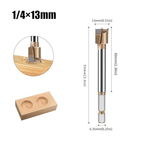 ZHaotn 1 Hartmetallbohrer (10–50 mm) – Sechskantschaft 1/4 Zoll for Bohren von Scharnieren und Lochsägenschneidern for die Holzbearbeitung von ZHaotn