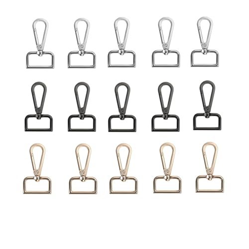 Verschiedene Metall Karabiner Schlüsselanhänger Haken mit D Ring,15 Stück Premium Karabinerhaken drehbar für Taschen Karabiner Haken Gurtbänder Schlüsselanhänger Drehbarer Karabiner Klein für Schmuck von ZHjuju