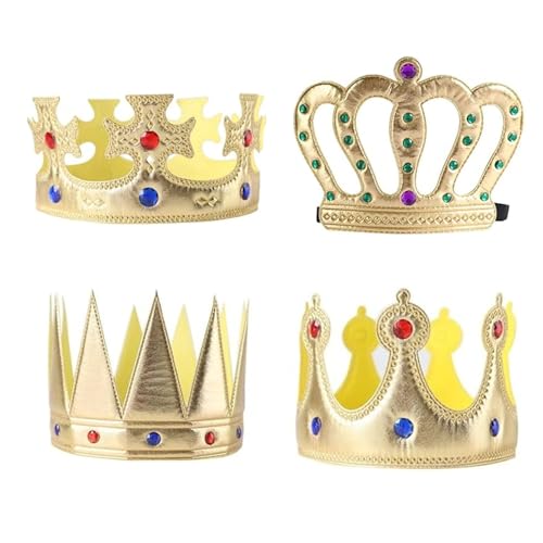 ZHjuju Krone in Gold,4 Stück Königskronen Partyhut König Königin Kronen für Kinder Prinz Prinzessin Krone Stirnband Hut für Geburtstagsfeier Krone Party Kronen Erwachsene Kostüm Zubehör von ZHjuju