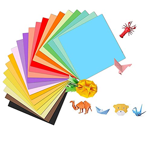 ZHjuju Origami Papier,200 Stück 20 Farben 15 x 15 cm Quadrat doppelseitig Origami Papier für Weihnachten Origami DIY Kunst und Bastelprojekte Farbigem Origami für Anfänger und Handwerksprojekte. von ZHjuju