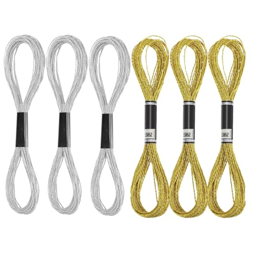 ZHjuju Sticktwist Kreuzstichfäden,6 Stück Knäuel Metall-Stickgarn Polyestergarn in Gold und Silber 8m Stickgarn Gold Metallic Metallische Stickgarne Kreuzstich Fadenset Goldfarbe für Bastelarbeiten ZHjuju Sticktwist Kreuzstichfäden,6 Stück Knäuel Metall-Stickgarn Polyestergarn in Gold und Silber 8m Stickgarn Gold Metallic Metallische Stickgarne Kreuzstich Fadenset Goldfarbe für Bastelarbeiten von ZHjuju