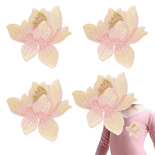 ZHome 4 Stück DIY Aufnäher Lotus Dekorative Patches/No Sew Clothing Patch/Applique Repair Patch für Kleid Jacken Kleidung Handtasche #8 von ZHome
