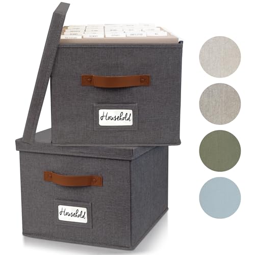 ZICOTO Dekorativer grauer Aktenbox-Organizer, 2er-Set, zusammenklappbarer Aktenschrank aus Leinen für einfache Aufbewahrung von Aktenordnern – Bewahren Sie alle Ihre Dokumente und Aktenordner stilvoll ZICOTO Dekorativer grauer Aktenbox-Organizer, 2er-Set, zusammenklappbarer Aktenschrank aus Leinen für einfache Aufbewahrung von Aktenordnern – Bewahren Sie alle Ihre Dokumente und Aktenordner stilvoll von ZICOTO