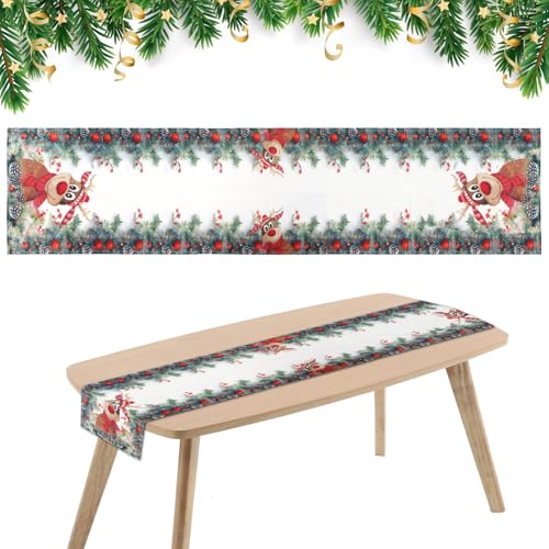 ZIGefofo Tischläufer Weihnachten 33 x 140cm mit Hochwertigem Druck-Motiv Läufer Decke Elch Rote Nase Tischdecke für Weihnachten Party Familienessen Neujahrsparty Tischdeko ZIGefofo Tischläufer Weihnachten 33 x 140cm mit Hochwertigem Druck-Motiv Läufer Decke Elch Rote Nase Tischdecke für Weihnachten Party Familienessen Neujahrsparty Tischdeko von ZIGefofo