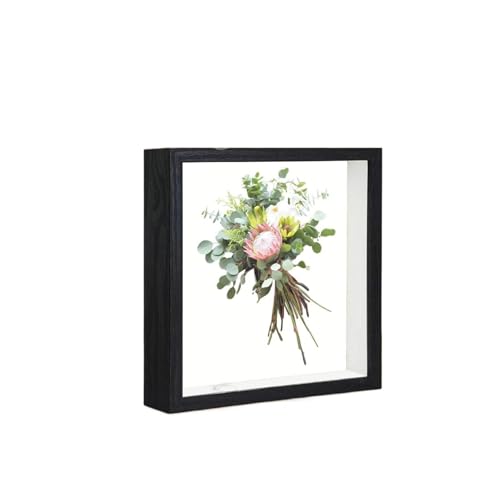 ZIHDKE Bilderrahmen 2 Stück Bilderrahmen for getrocknete Blumen, Holz-Schattenbox, Bilderrahmen, getrocknete Blumen-Display-Rahmen for Fotos(Black) von ZIHDKE